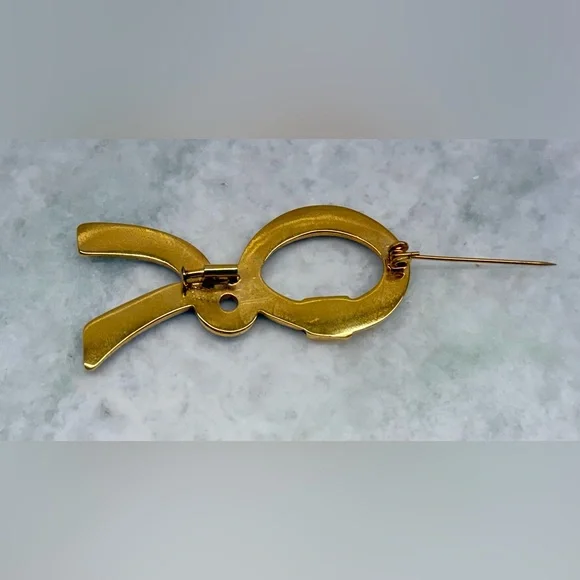 ROBERTA DI CAMERINO Vintage Grandmacore Blue Enamel Gold-Tone Metal Logo Brooch - Picture 12 of 16